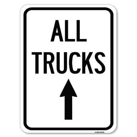 Driveway Sign All Trucks Move Ahead With Up Arrow Heavy-Gauge Aluminum Rust Proof Parking Sign